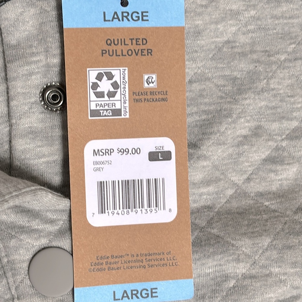 NWT Eddie Bauer Relaxed Fit Quilted Pullover - Picture 10 of 13